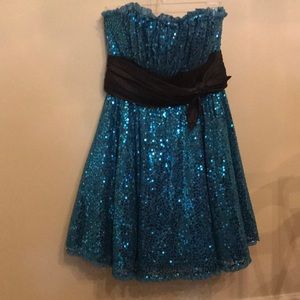 Blue sequin mini formal dress